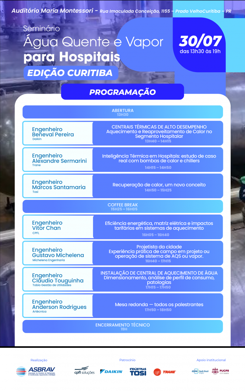 Seminário Água Quente e Vapor para Hospitais - CURITIBA